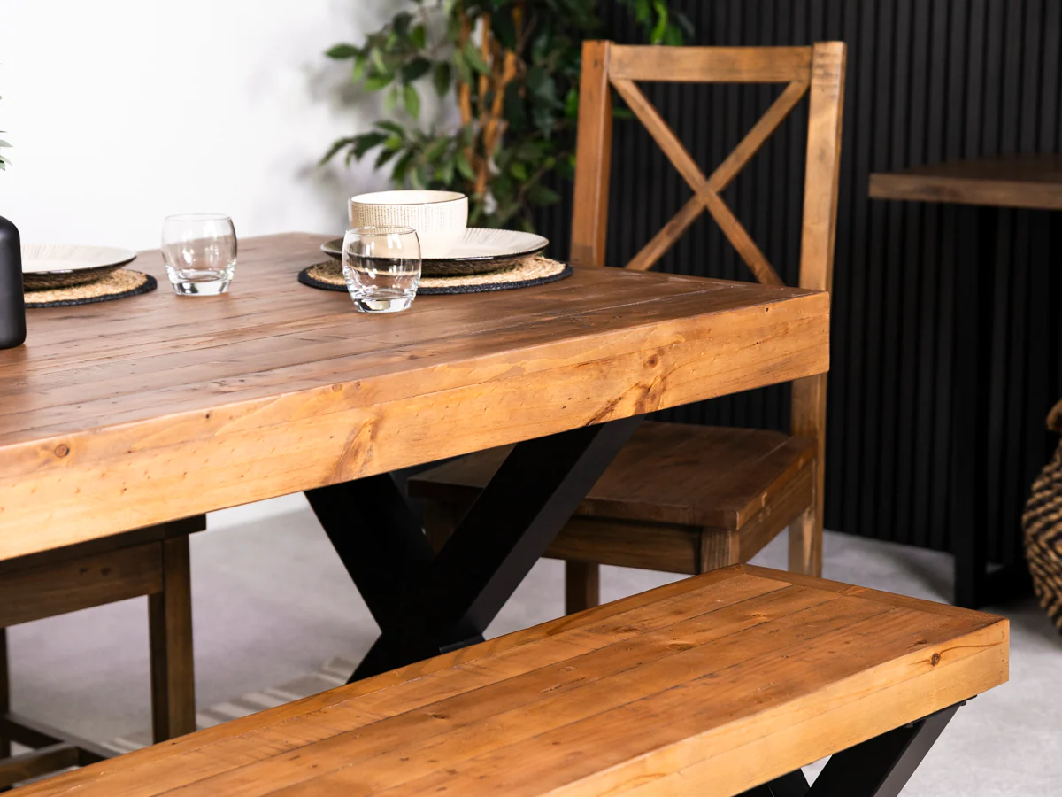 Brooklyn 160cm Fixed Top Cross Leg Dining Table - Image 4