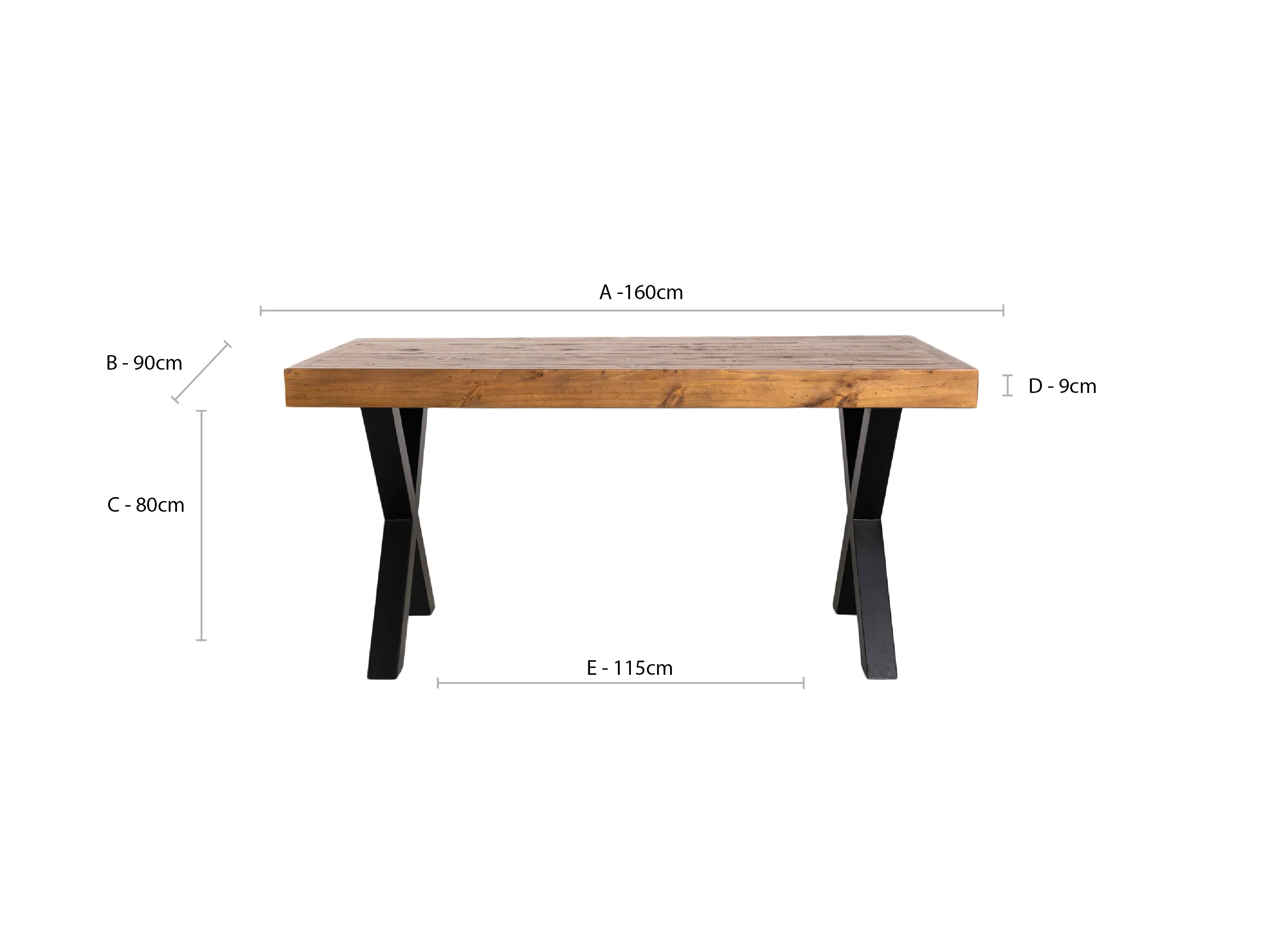 Brooklyn 160cm Fixed Top Cross Leg Dining Table - Image 8
