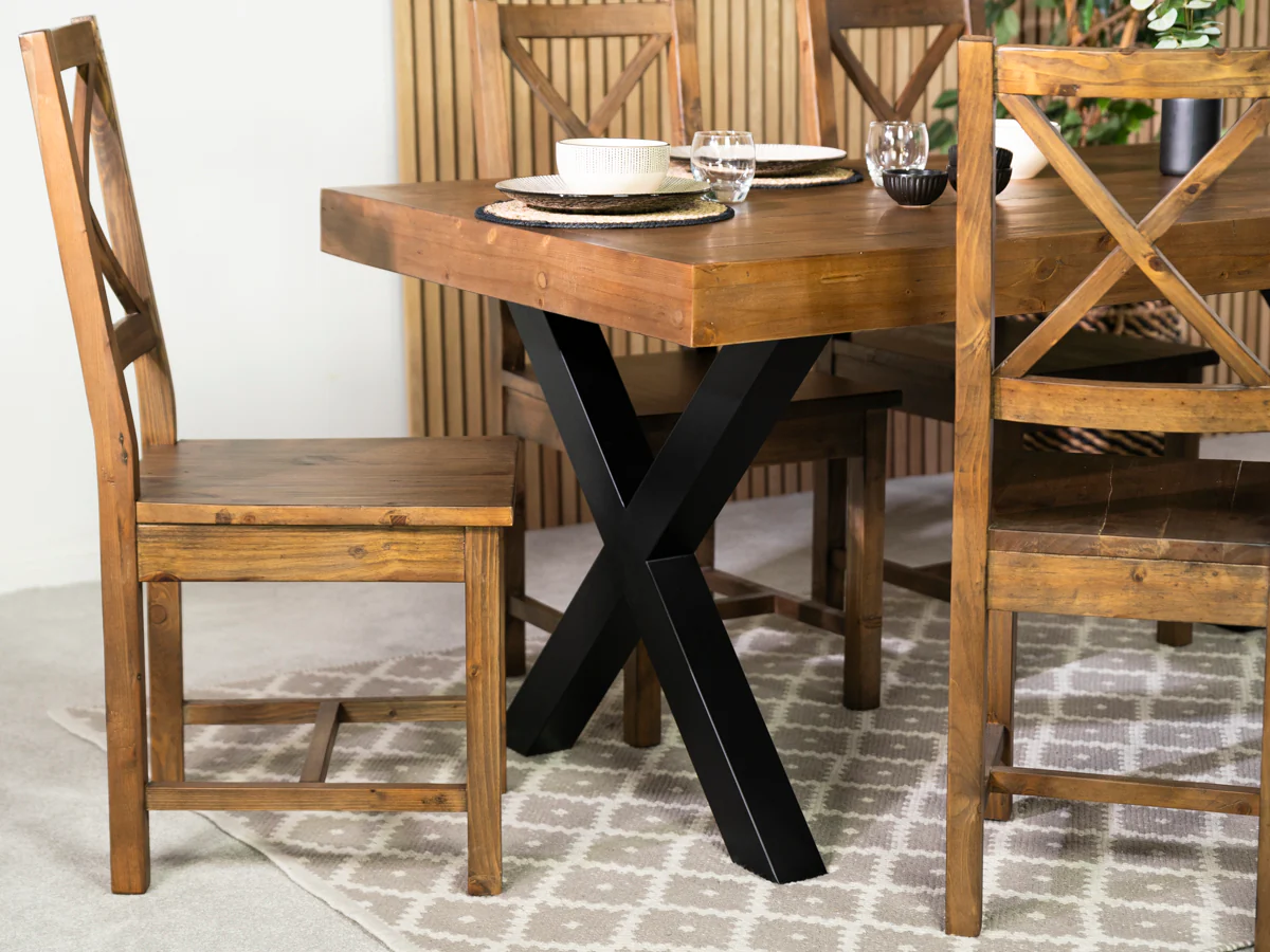 Brooklyn 180cm Fixed Top Cross Leg Dining Table - Image 3