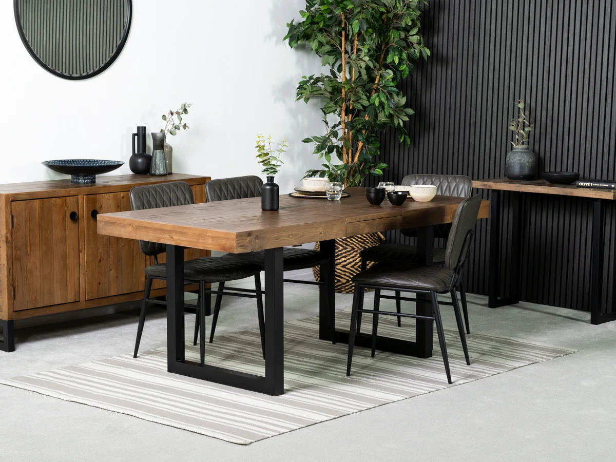 Brooklyn Extendable Dining Table (140cm - 180cm) & Grey Houston Dining Chairs - Image 3