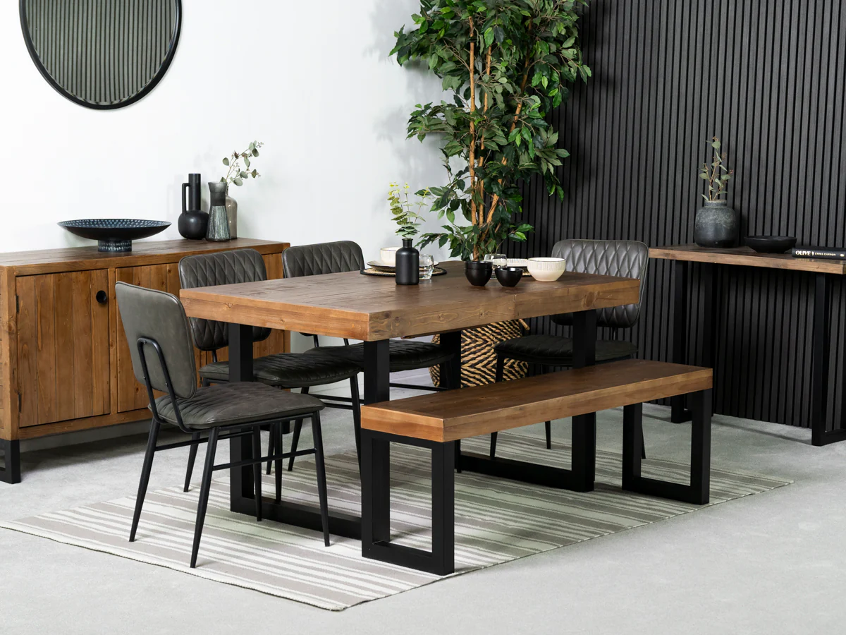 Brooklyn Extendable Dining Table (140cm - 180cm) & Grey Houston Dining Chairs - Image 4