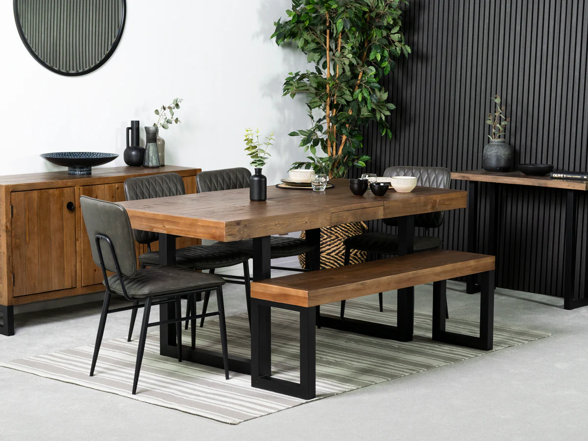 Brooklyn Extendable Dining Table (140cm - 180cm) & Grey Houston Dining Chairs - Image 5