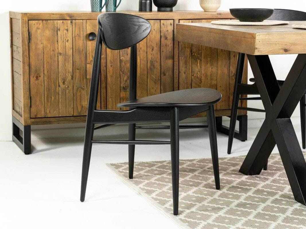 Brooklyn Light Extendable Dining Table (140cm - 180cm) & Gabo Black Dining Chairs - Image 3