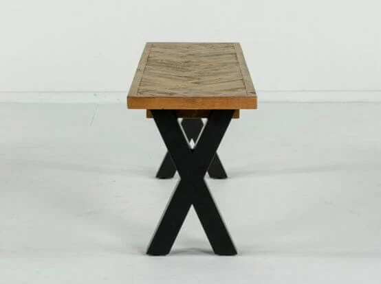 Tulsa Cross Leg Reclaimed Wood Bench - Image 4