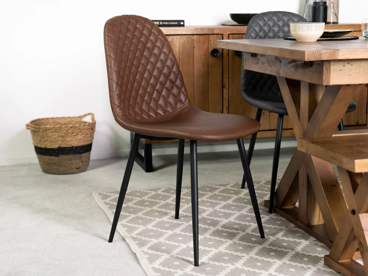Tulsa Large Extendable Cross Leg Dining Table (180cm - 240cm) & Tan Dallas Dining Chairs - Image 5