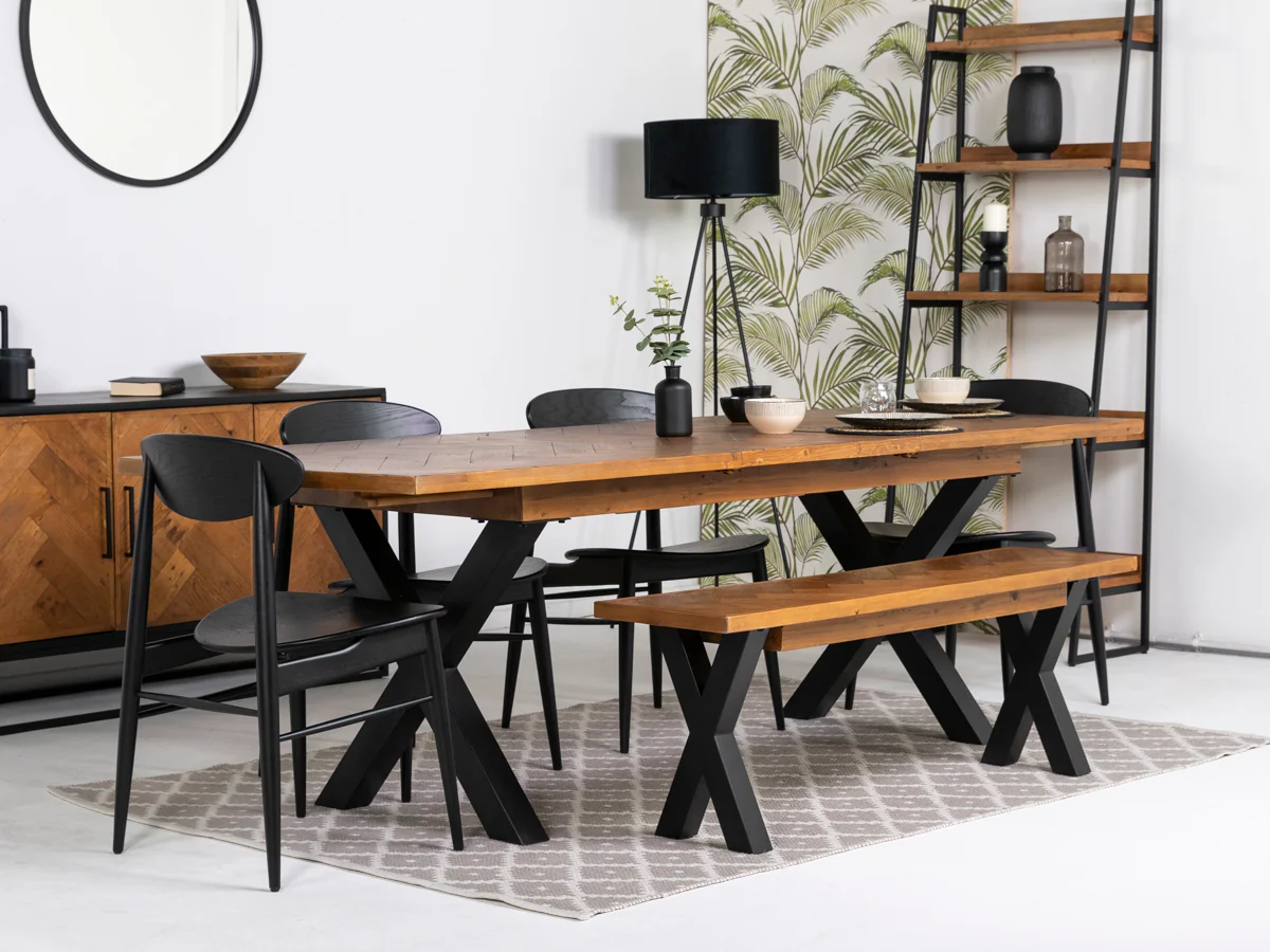 Tulsa Large Extendable Cross Leg Dining Table (180cm - 240cm) & Gabo Dining Chairs - Image 4